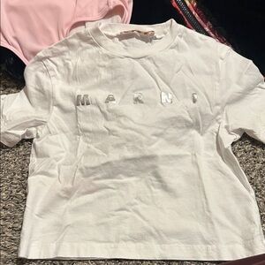 Marni Kids White Tee with Silver Logo